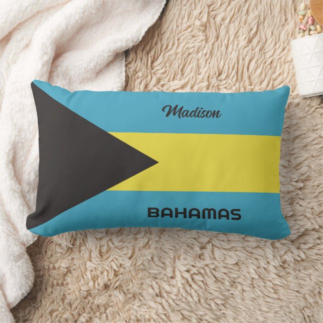Custom Name Bahamas Flag Lumbar Cushion (Blanket)