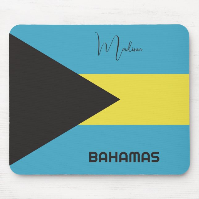 Custom Name Bahamas Flag Mouse Pad (Front)