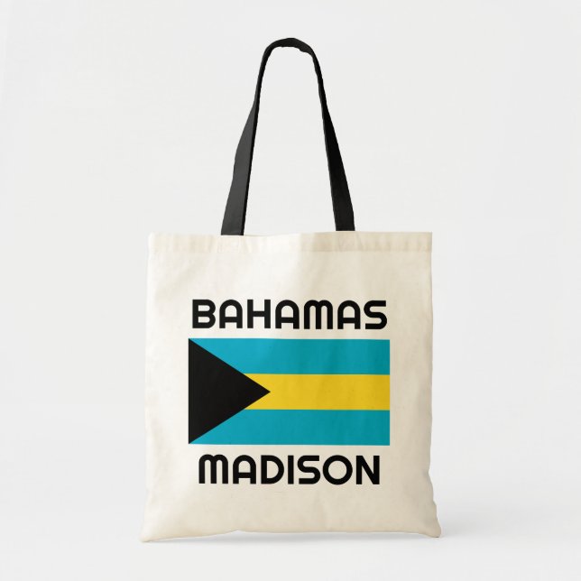 Custom Name Bahamas Flag Tote Bag (Front)