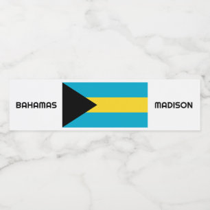 Custom Name Bahamas Flag Water Bottle Label