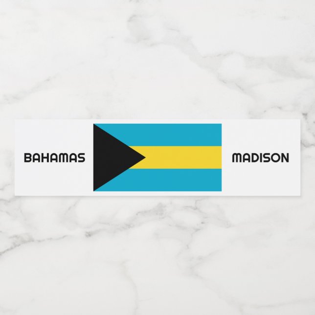 Custom Name Bahamas Flag Water Bottle Label (Single Label)