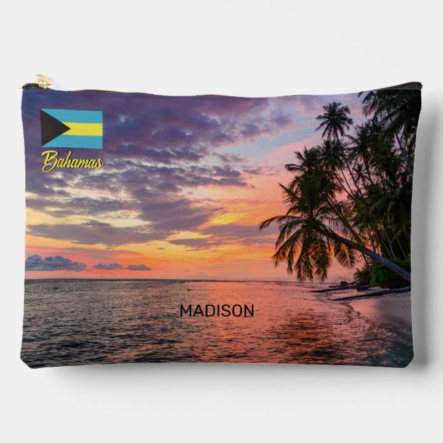 Custom Name Bahamas Sunset Accessory Pouch (Front)