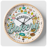 Custom NAME Baker Bakery Pastry Chef Bake Shop Large Clock<br><div class="desc">Custom NAME Baker Bakery Pastry Chef Bake Shop Large Clock</div>