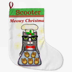 Custom Name Baking Cat Christmas Stocking
