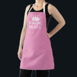 Custom name Baking Queen apron with princess crown<br><div class="desc">Custom name Baking Queen apron with princess crown. Funny bib aprons for women and girls. Available in small, medium and big sizes. Add your own personalised name optionally. Fun Birthday or Mother's Day gift idea for mum. Available in pink, white or customise into any colour. Also great for cooking, DIY...</div>