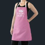 Custom name Baking Queen apron with princess crown<br><div class="desc">Custom name Baking Queen apron with princess crown. Funny bib aprons for women and girls. Available in small, medium and big sizes. Add your own personalised name optionally. Fun Birthday or Mother's Day gift idea for mum. Available in pink, white or customise into any colour. Also great for cooking, DIY...</div>