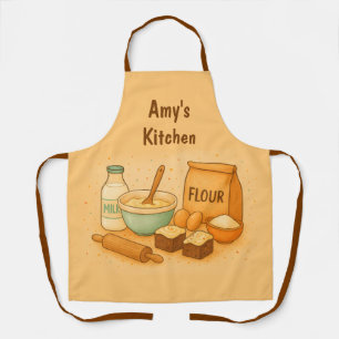 Custom Name Baking Scene with Cake Apron
