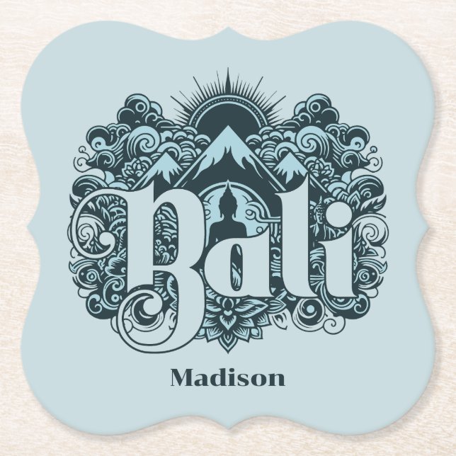 Custom Name Bali Paper Coaster (Front)