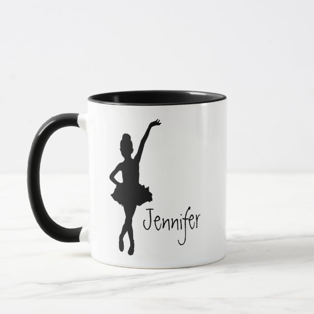 Custom Name Ballerina Ballet Dancer Silhouette Mug (Left)