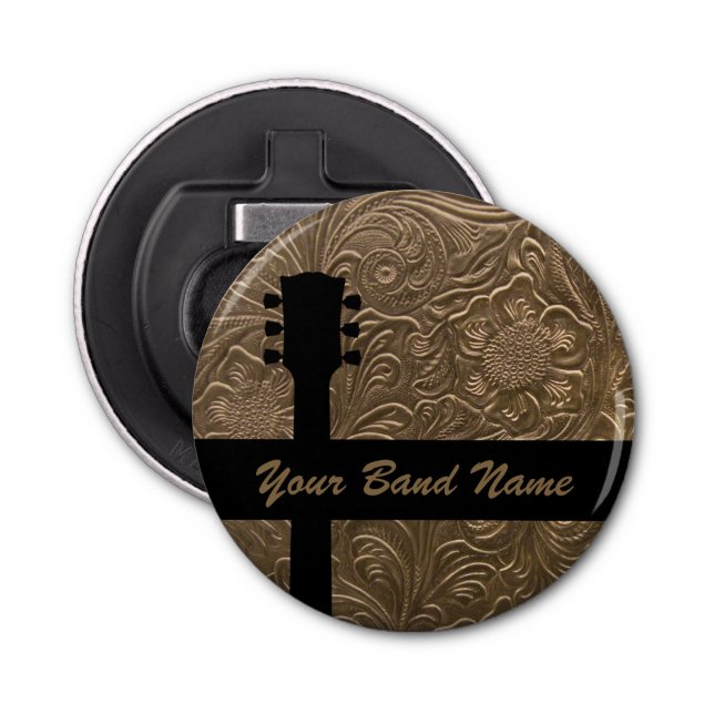 Custom Name Band Merch Rock Guitar Country Music Bottle Opener (Front)