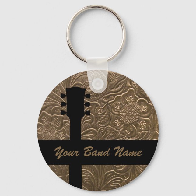 Custom Name Band Merch Rock Guitar Country Music Key Ring (Front)