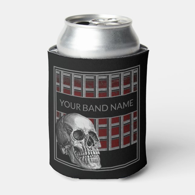 Custom Name Band Merch Rock & Roll Metal Skull Can Cooler (Can Front)