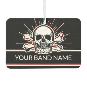 Custom Name Band Merch Skull Bones Rock & Roll Car Air Freshener
