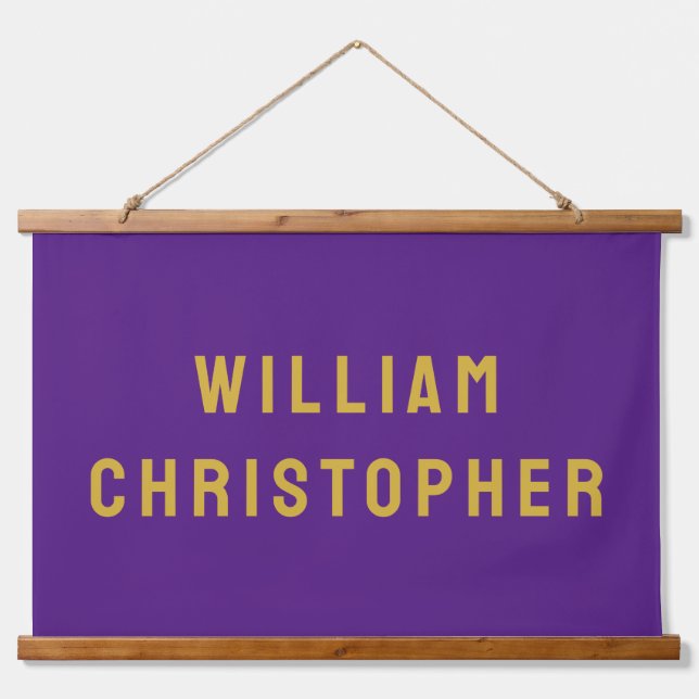 Custom Name Banner Personalised Nursery Purple Hanging Tapestry (Front)