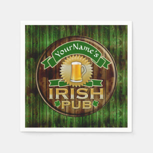 Custom Name Bar Irish Pub Sign St Patricks Day Napkin