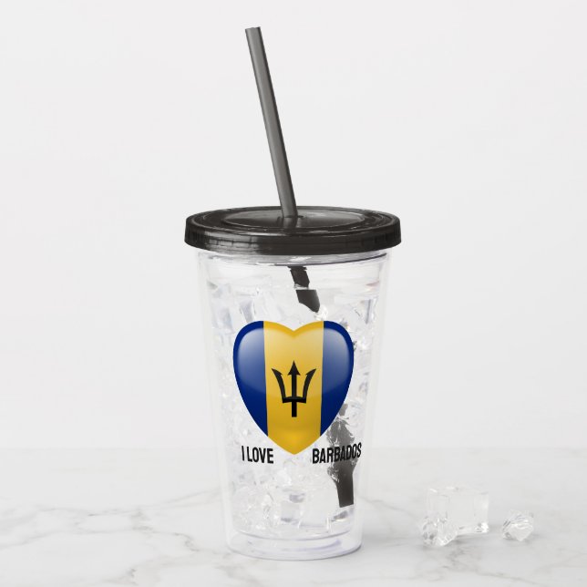 Custom Name Barbados Love Acrylic Tumbler (Front Ice)