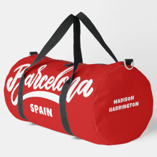 Custom Name Barcelona Spain Duffle Bag