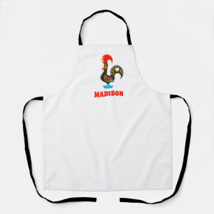 Custom Name Barcelos Portuguese Rooster Black Apron