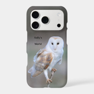 Custom Name Barn Owl on Twig Photo Phone Case