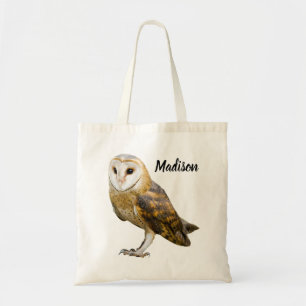 Custom Name Barn Owl Tote Bag