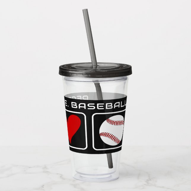 Custom Name Baseball Acrylic Tumbler (Left)