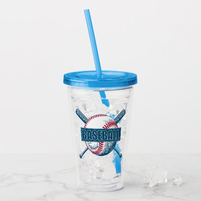 Custom Name Baseball Acrylic Tumbler (Front Ice)