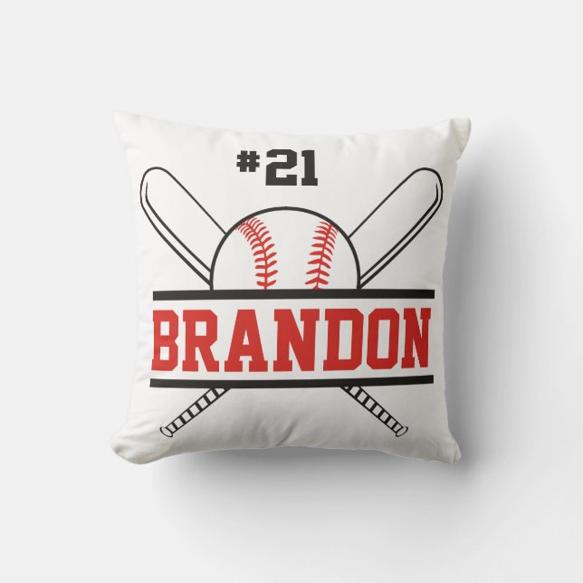 Custom Name Baseball Bats Throw Pillow (Front)