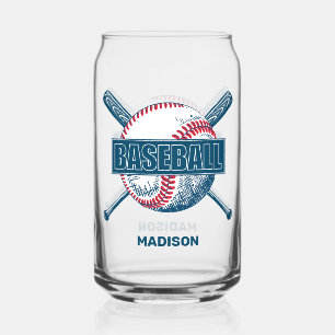 Custom Name Baseball Can Glass