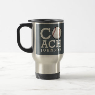 Custom Name Baseball Coach Travel Mug