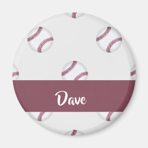 Custom name baseball grey pattern magnet