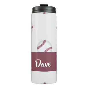 Custom name baseball grey pattern thermal tumbler