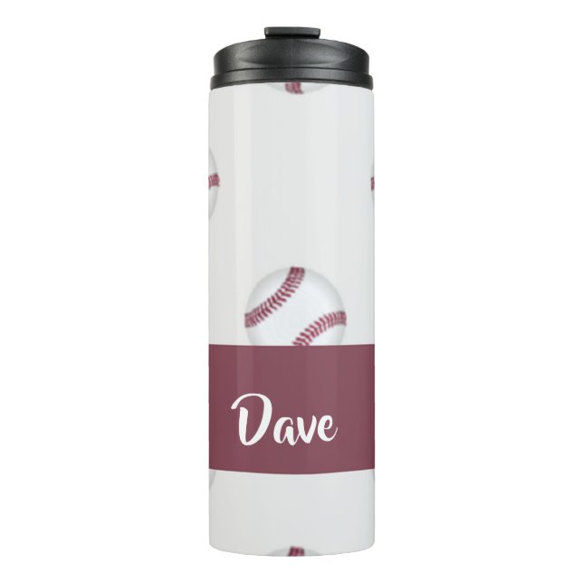 Custom name baseball grey pattern thermal tumbler (Front)