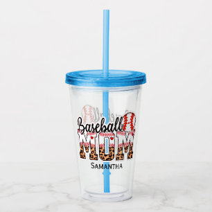 Custom Name Baseball Mum Mother's Day Acrylic Tumbler