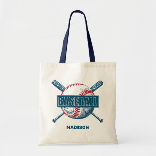 Custom Name Baseball Tote Bag