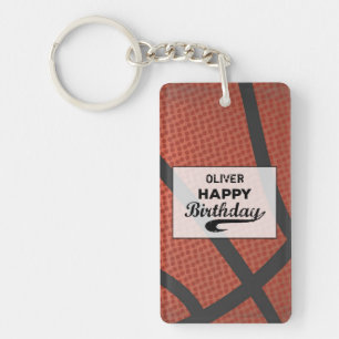 Custom Name Basketball Birthday Large Grunge Ball Key Ring