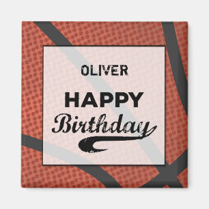 Custom Name Basketball Birthday Large Grunge Ball Magnet