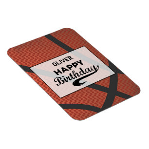 Custom Name Basketball Birthday Large Grunge Ball Magnet