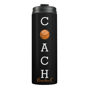 Custom Name Basketball Coach Black Thermal Tumbler