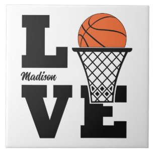 Custom Name Basketball Love Ceramic Tile
