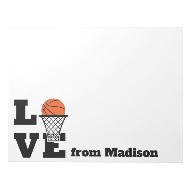 Custom Name Basketball Love Notepad (Front)