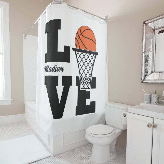 Custom Name Basketball Love Shower Curtain (In Situ)