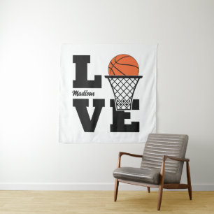 Custom Name Basketball Love Tapestry