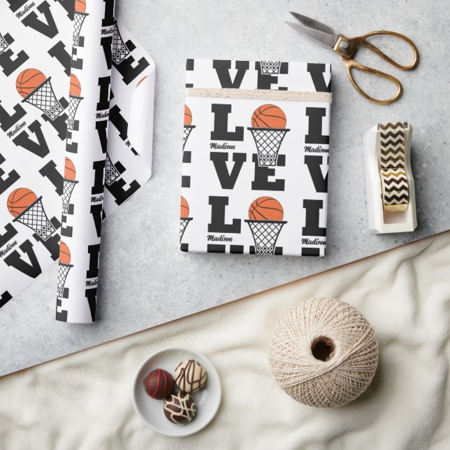 Custom Name Basketball Love Wrapping Paper (Crafts)