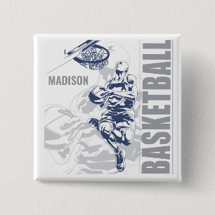 Custom Name Basketball Player 15 Cm Square Badge