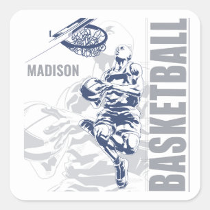 Custom Name Basketball Player Square Sticker