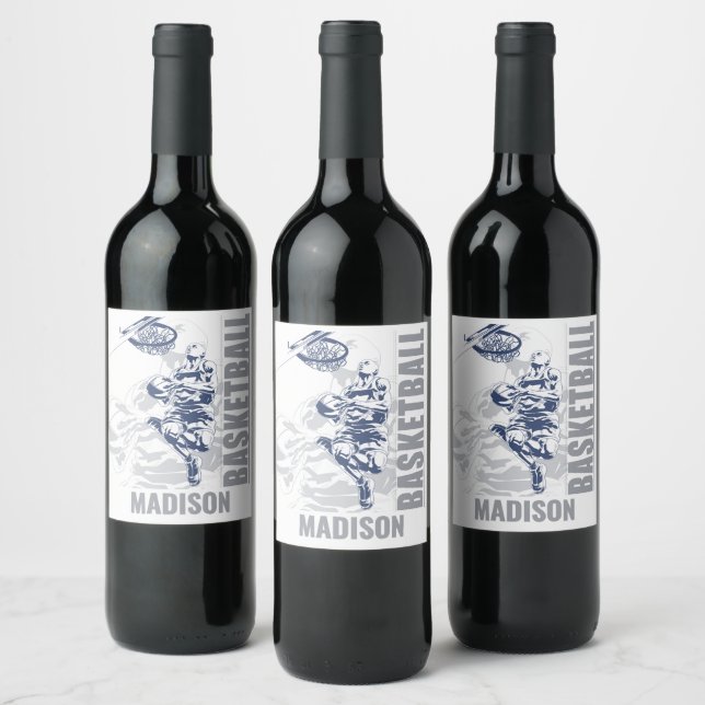 Custom Name Basketball Player Wine Label (Bottles)