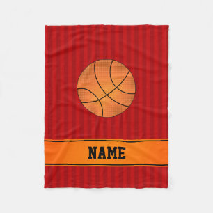 Custom name basketball red stripes fleece blanket