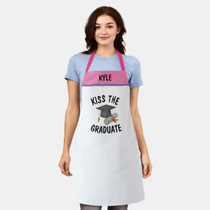 Custom Name BBQ Baker's Kiss the Graduate Funny Apron
