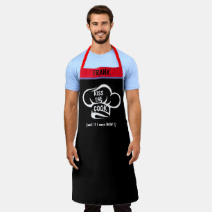 Custom Name BBQ Grill Baker's Kiss the Chef Funny Apron