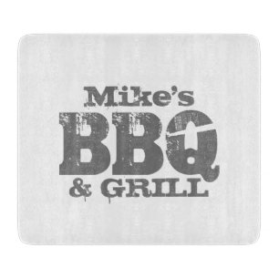 Custom name BBQ grill master cutting board gift
